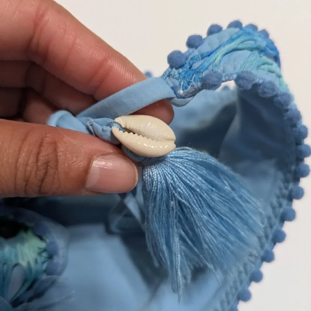 Isabella Rose Women’s Size Large Crochet Bikini Bottoms Blue Side Tie-NWOT - Picture 2 of 10